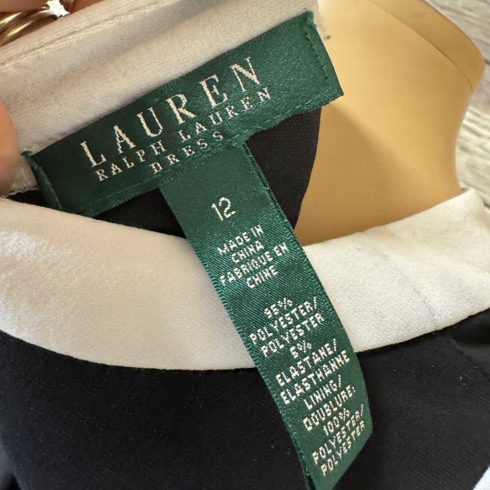 Lauren Ralph Lauren Dress‎ 12 Black White Gold Buttons Essentials Colonial - Picture 9 of 9